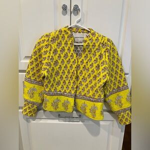 Antik batik yellow and purple quilted jacket size xs/36